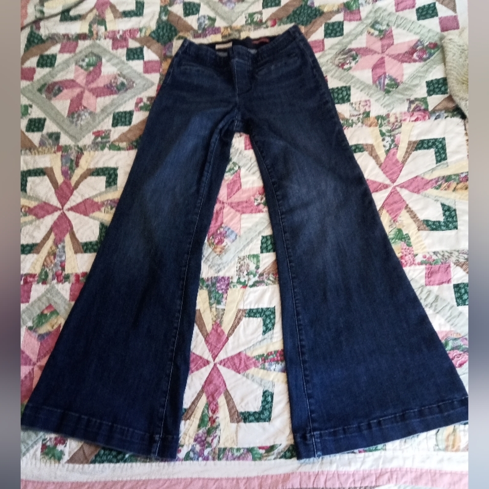 Pilcro by Anthropologie elastic waist bell bottom jeans